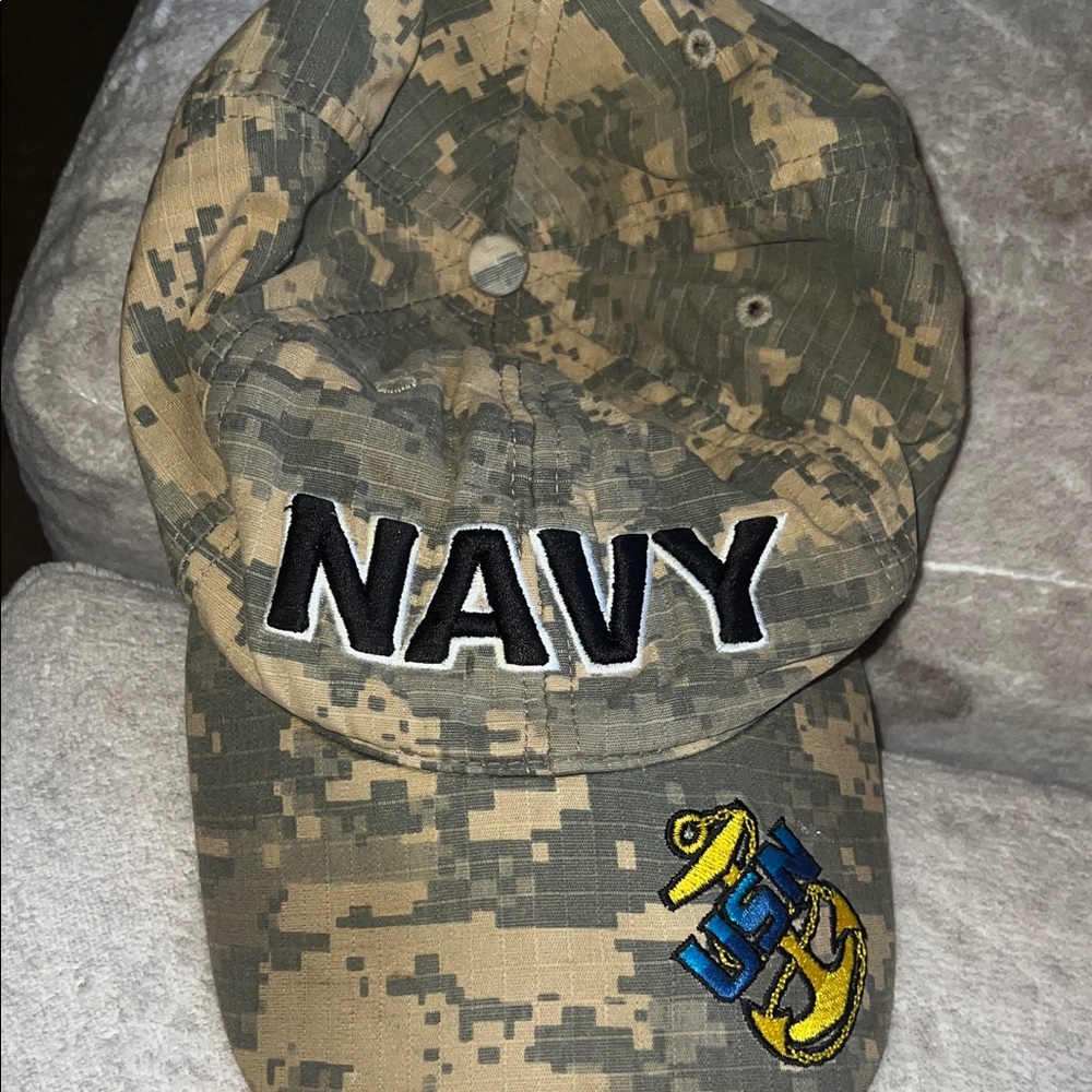 Navy Camouflage Cap with Embroidered Logo